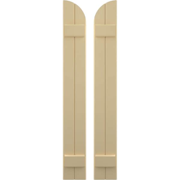 Ekena Millwork Americraft 2-Board (2 Batten) Wood Joined Board-n-Batten Shutters w/ Arch Top, ARW101BQ207X77NTH, PR ARW101BQ207X77NTH - main